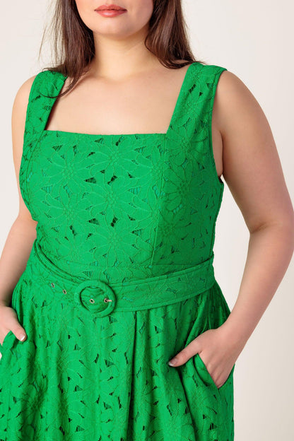 Daffodils & Daydreams Woven Lace Midi Dress