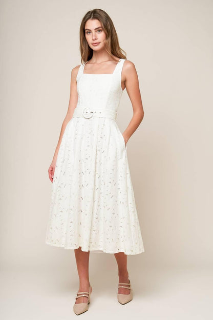 Daffodils & Daydreams Woven Lace Midi Dress
