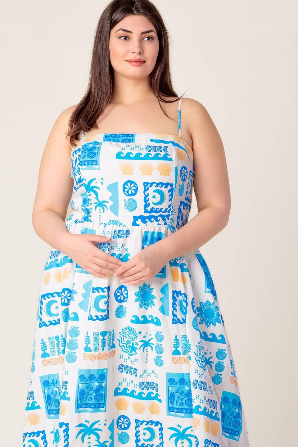 Flower Girl Blue Woven Midi Dress