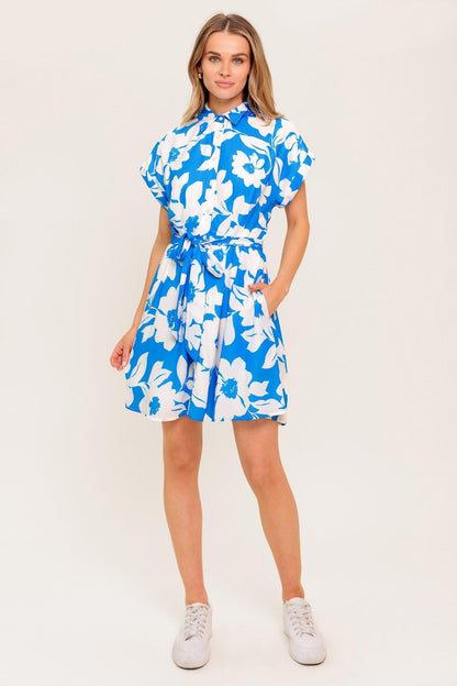 Citrus Crush Blue Woven Mini Dress