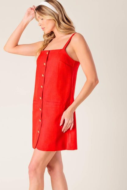 Chasing Joy Red Woven Mini Dress