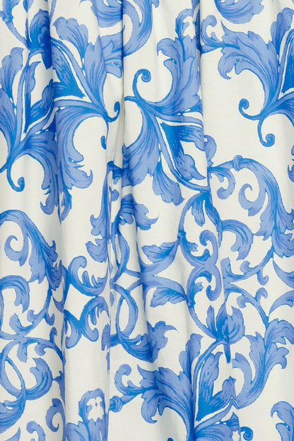 Azure Scroll Woven Midi Dress