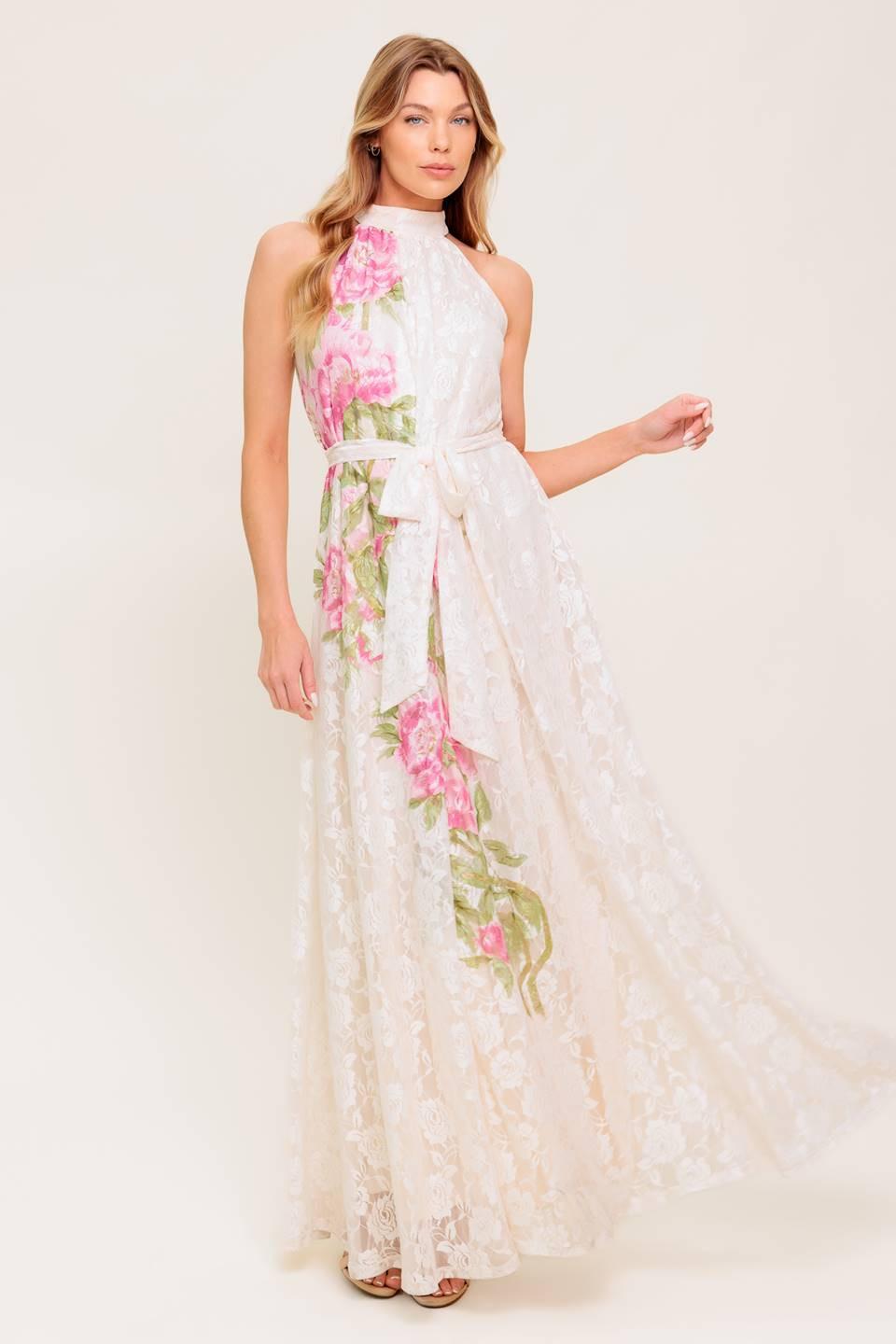 Botanical Dream Woven Lace Maxi Dress