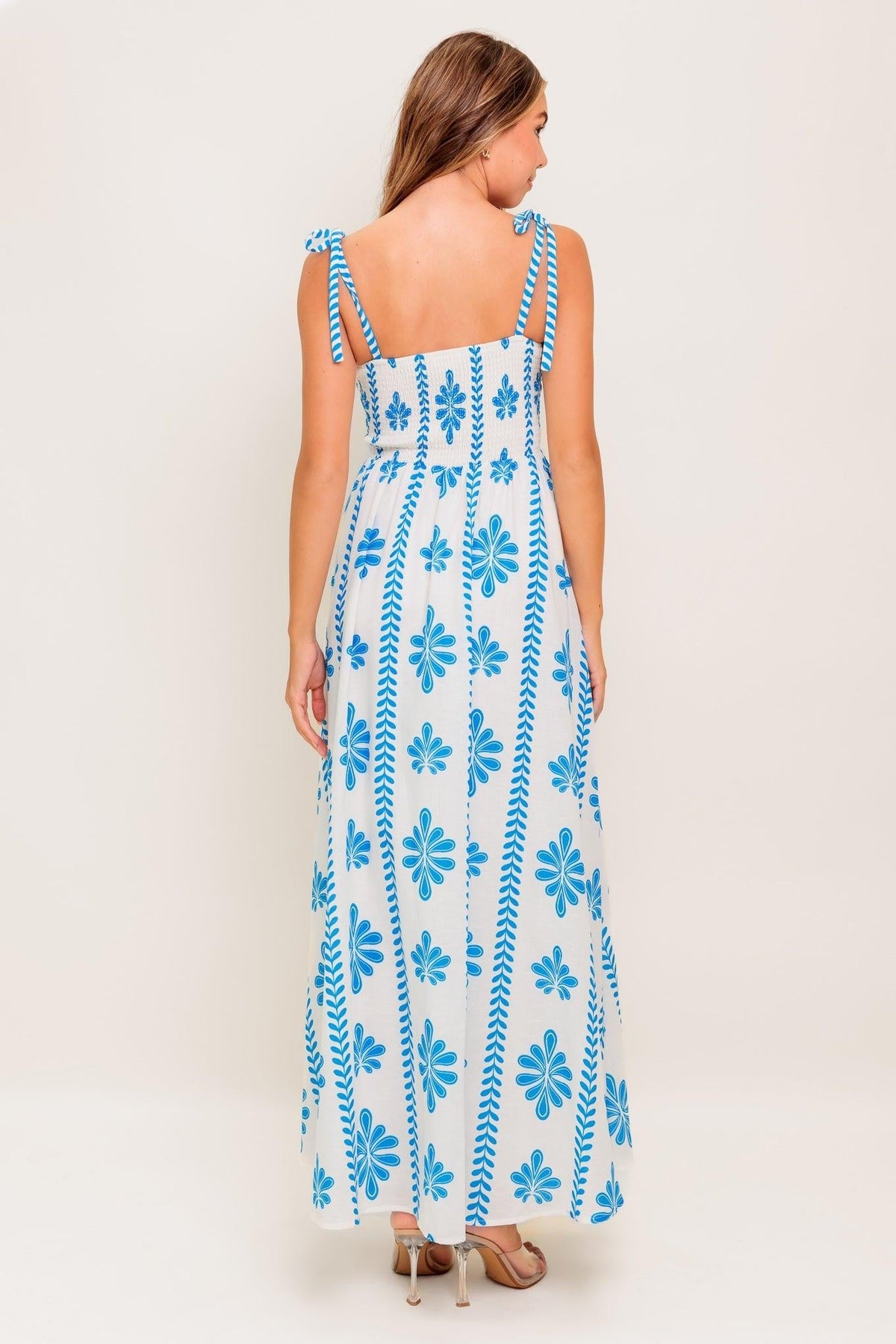 Blue Noir Floral Woven Maxi Dress