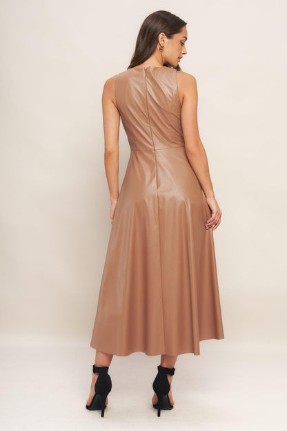Bare Sophistique Faux Leather Midi Dress