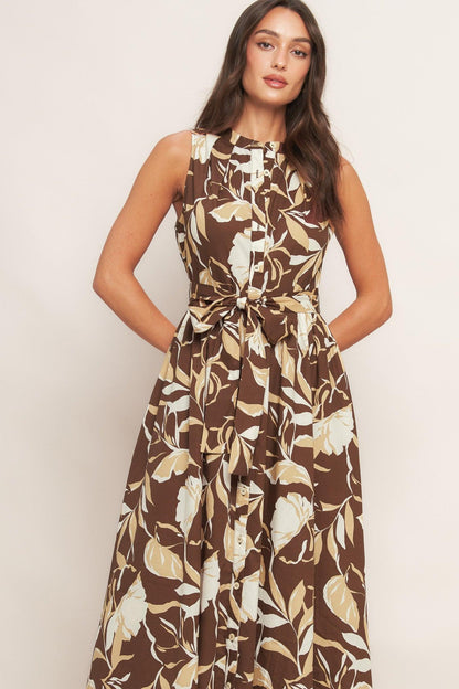 Elegant Bloom Woven Midi Dress