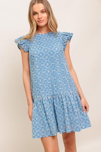 Cupcake Smile Woven Eyelet Babydoll Dress