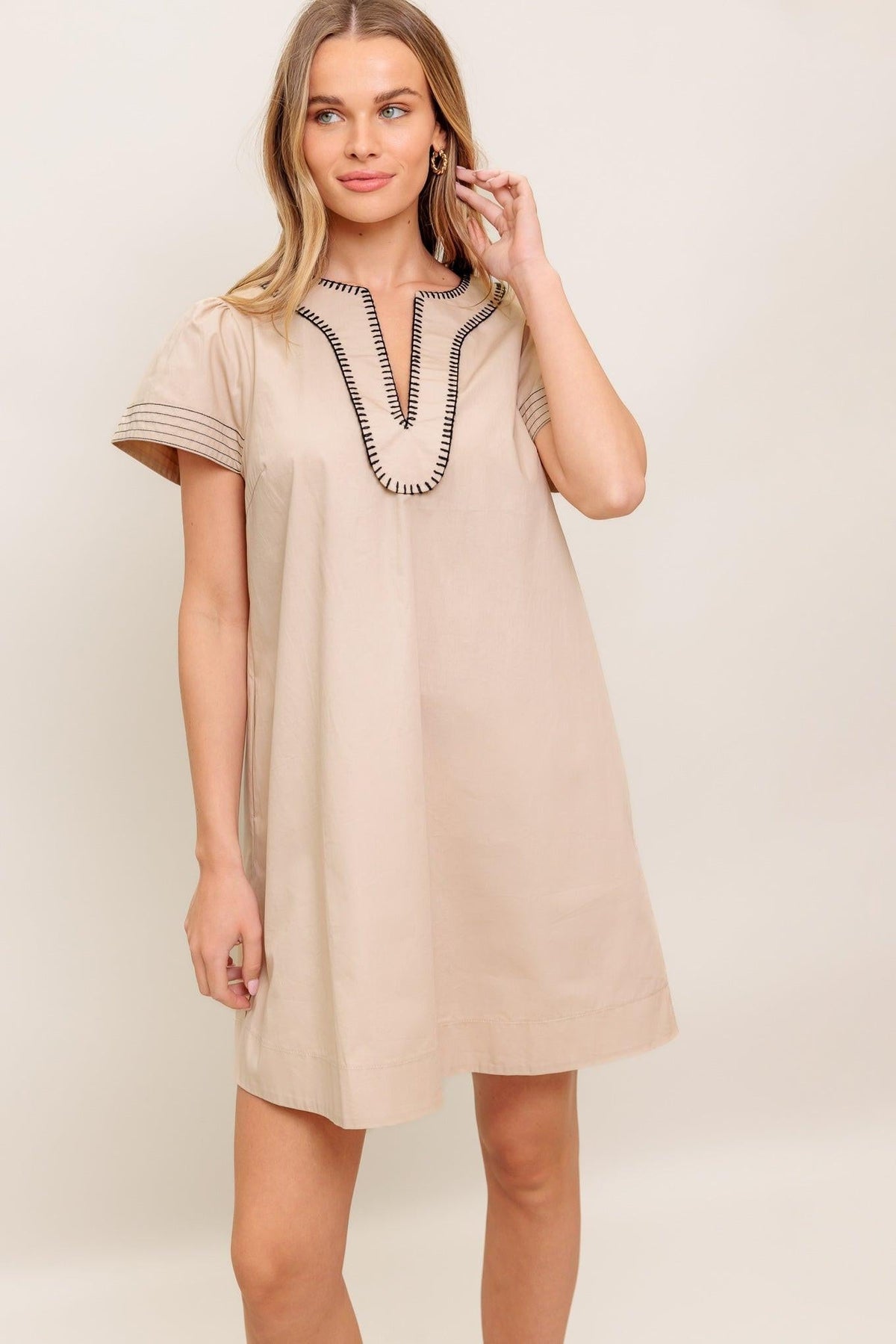 Calm Silhouette Woven Mini Dress