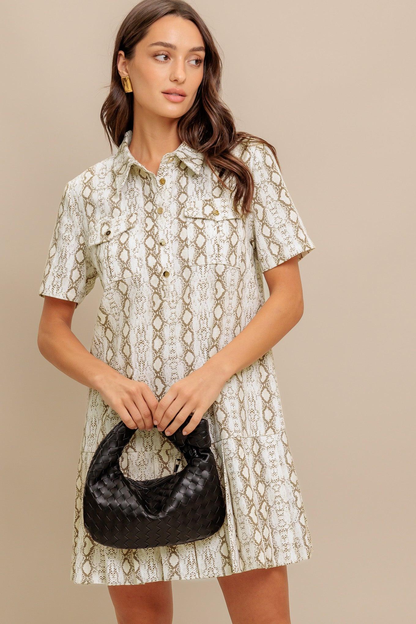 Chic Python Woven Mini Dress
