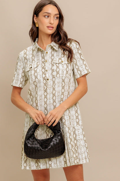 Chic Python Woven Mini Dress
