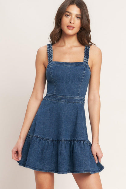 Functional Seaming Denim Mini Dress