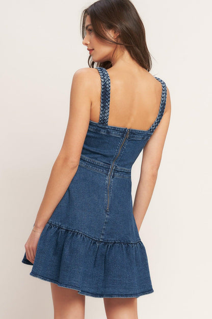 Functional Seaming Denim Mini Dress