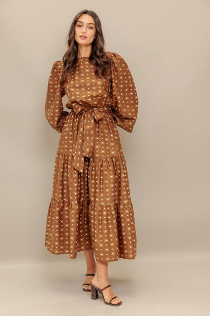 Cinnamon Waltz Woven Midi Dress