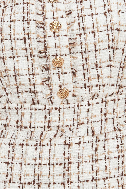 Golden Grid Luxe Tweed Mini Dress