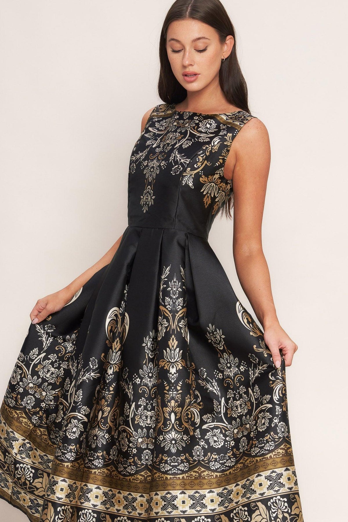 Baroque Spell Woven Midi Dress