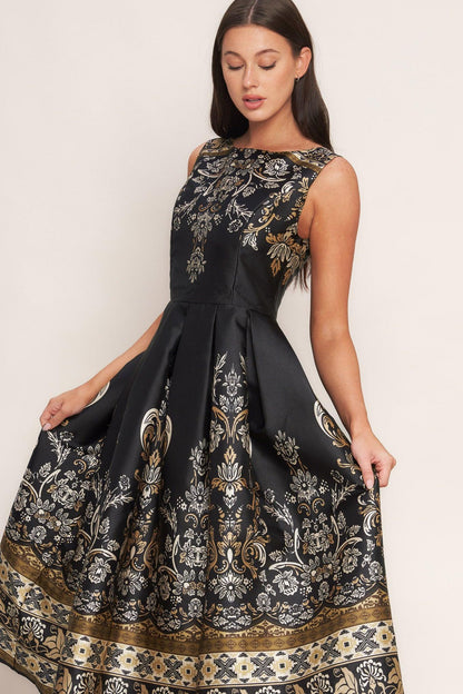 Baroque Spell Woven Midi Dress