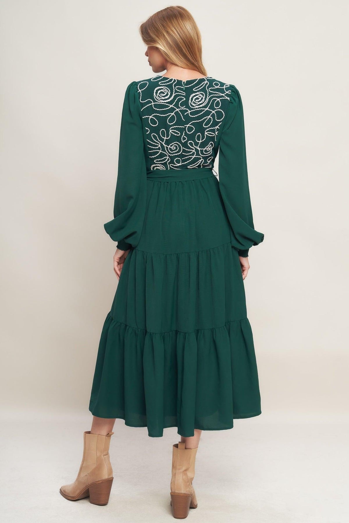 Forest Allure Woven Midi Dress