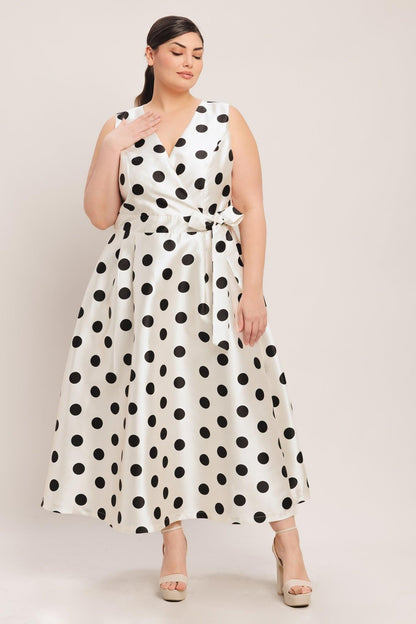 Café Noir Polka Woven Midi Dress