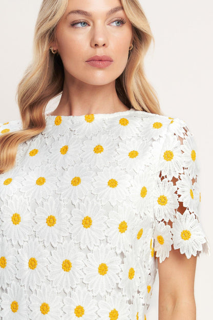 Daisies and Daydreams Woven Lace Mini Dress