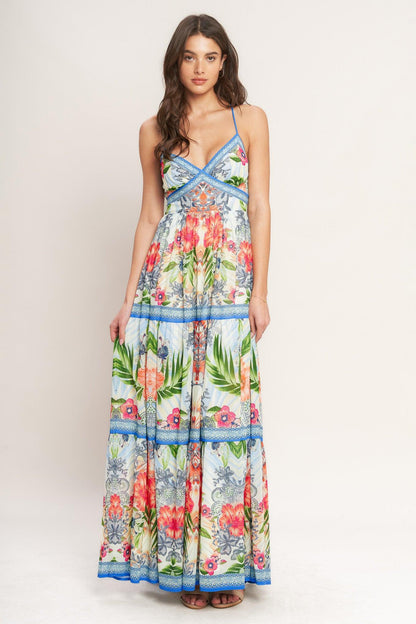 Fresh Botanical Scale Woven Maxi Dress