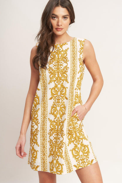 City Girl With Edge Woven Mini Shift Dress