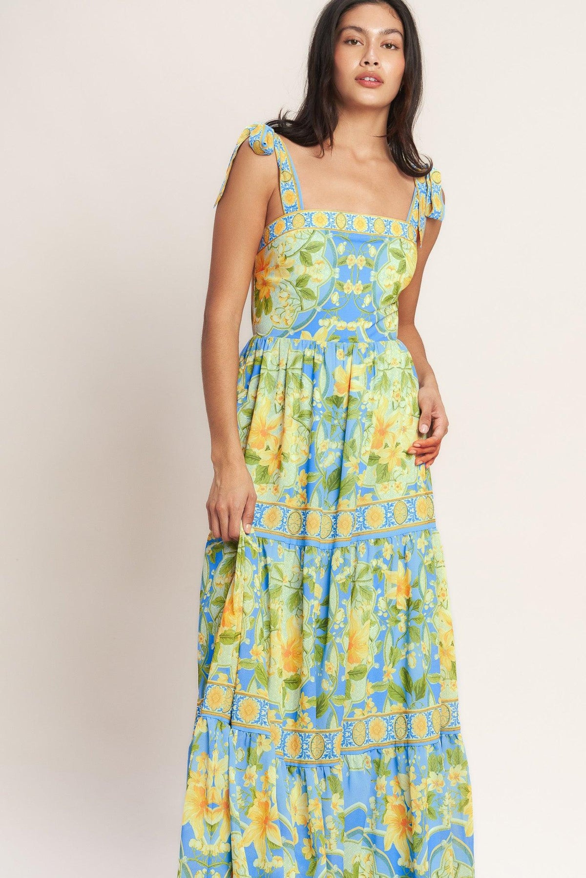 Golden Hour Bloom Woven Maxi Dress