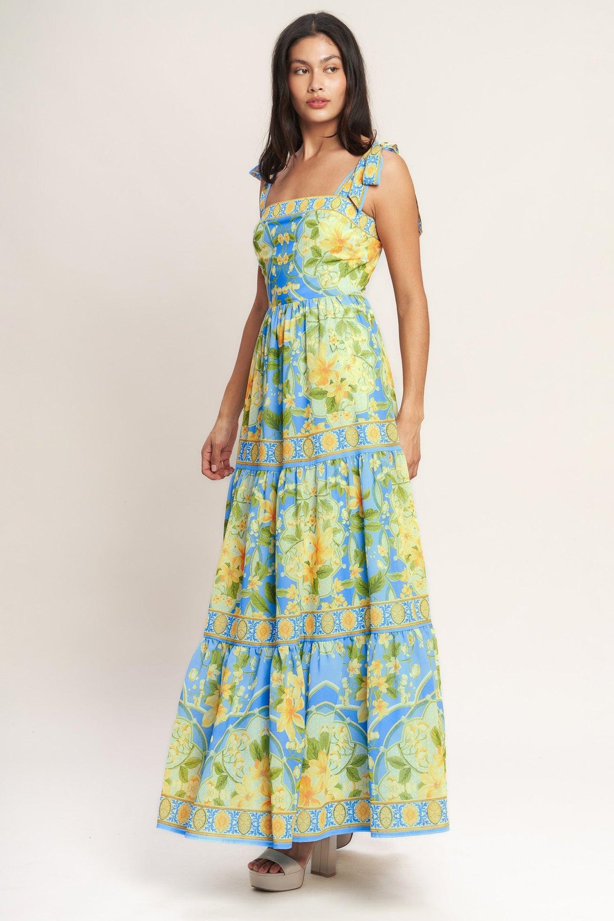 Golden Hour Bloom Woven Maxi Dress