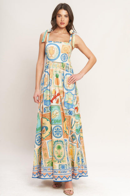 Amalfi Postcard Woven Maxi Dress