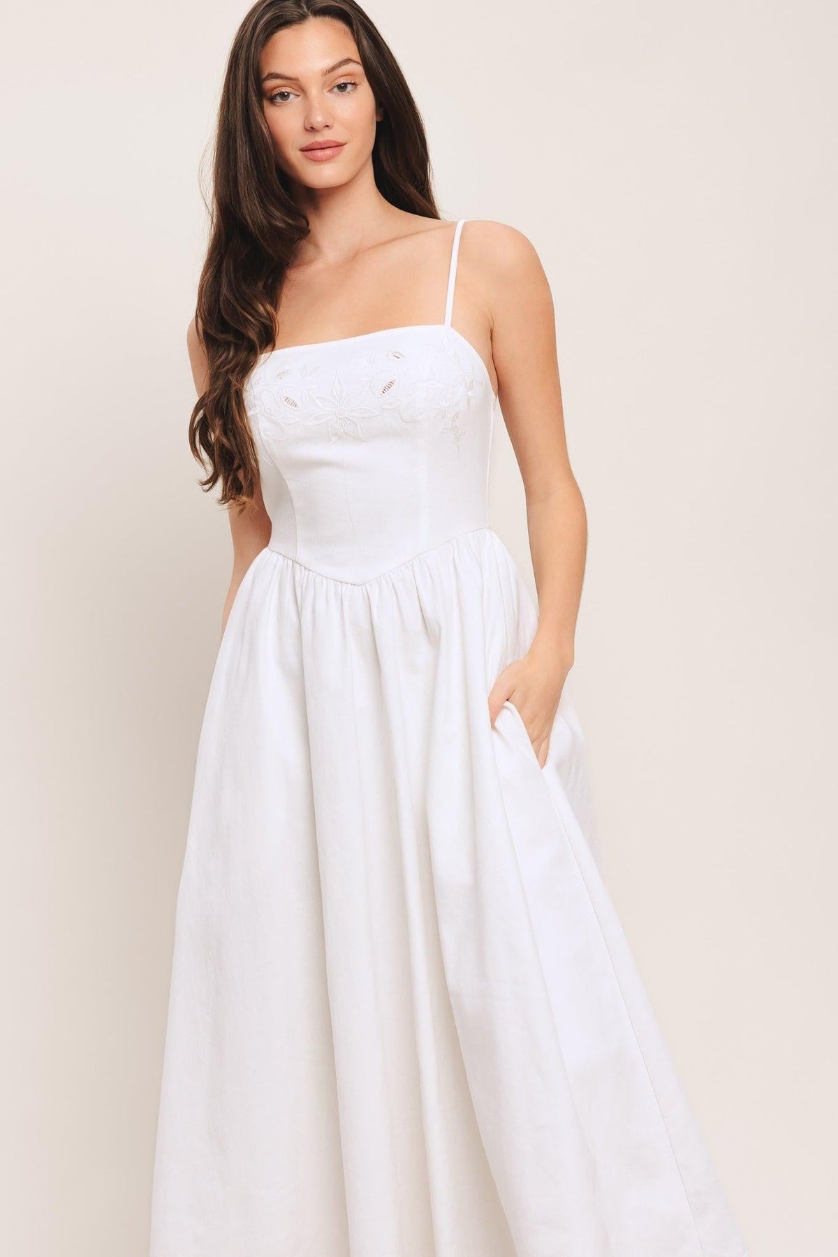 Cloud Petal Woven Midi Dress