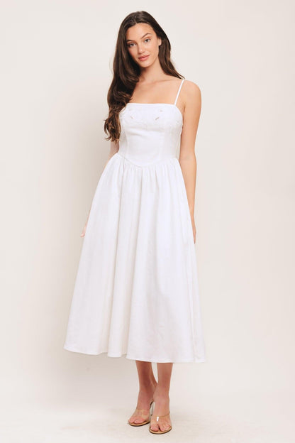 Cloud Petal Woven Midi Dress