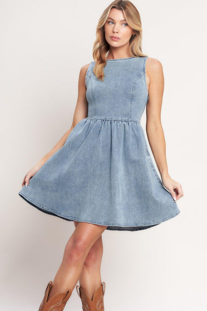 Casual Polished Denim Mini Dress