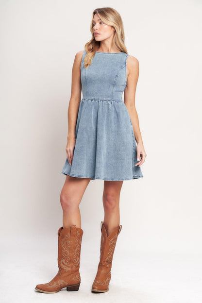 Casual Polished Denim Mini Dress