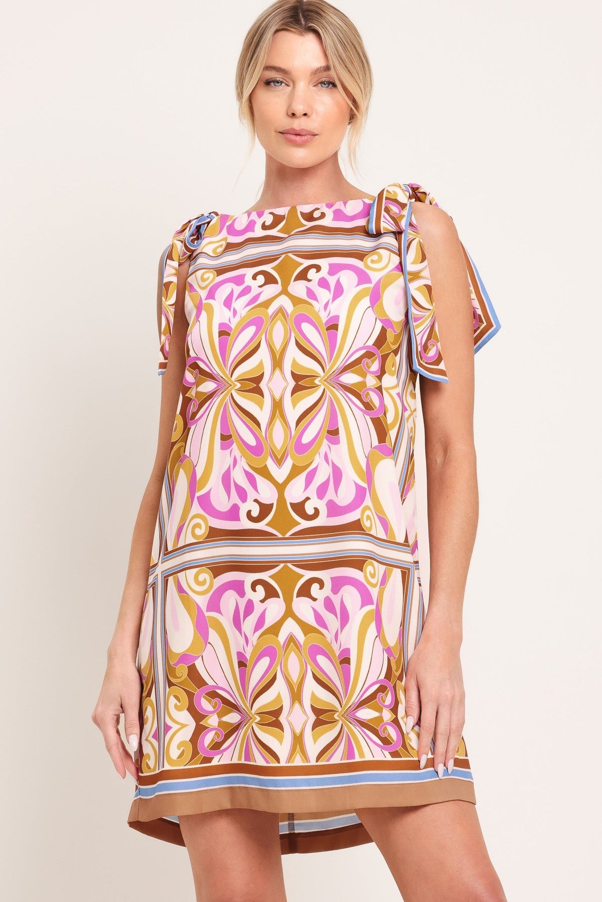 Golden Psyche Woven Mini Dress