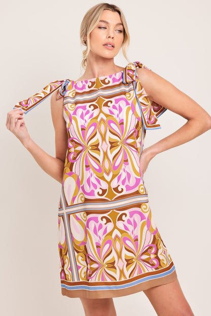 Golden Psyche Woven Mini Dress