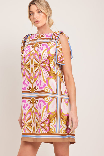 Golden Psyche Woven Mini Dress