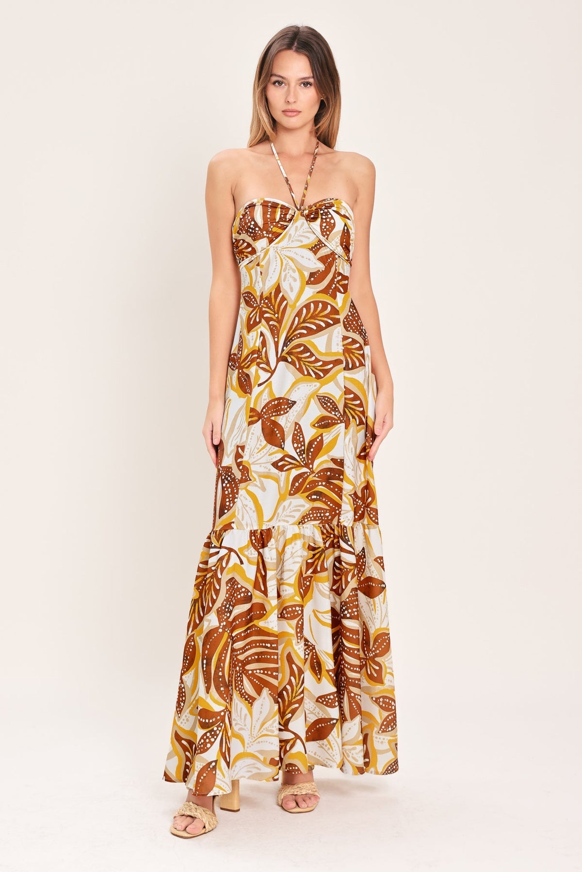 Amber Palm Paradise Woven Maxi Dress