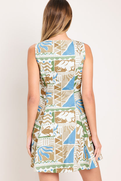 Desert Mosaic Woven Mini Dress