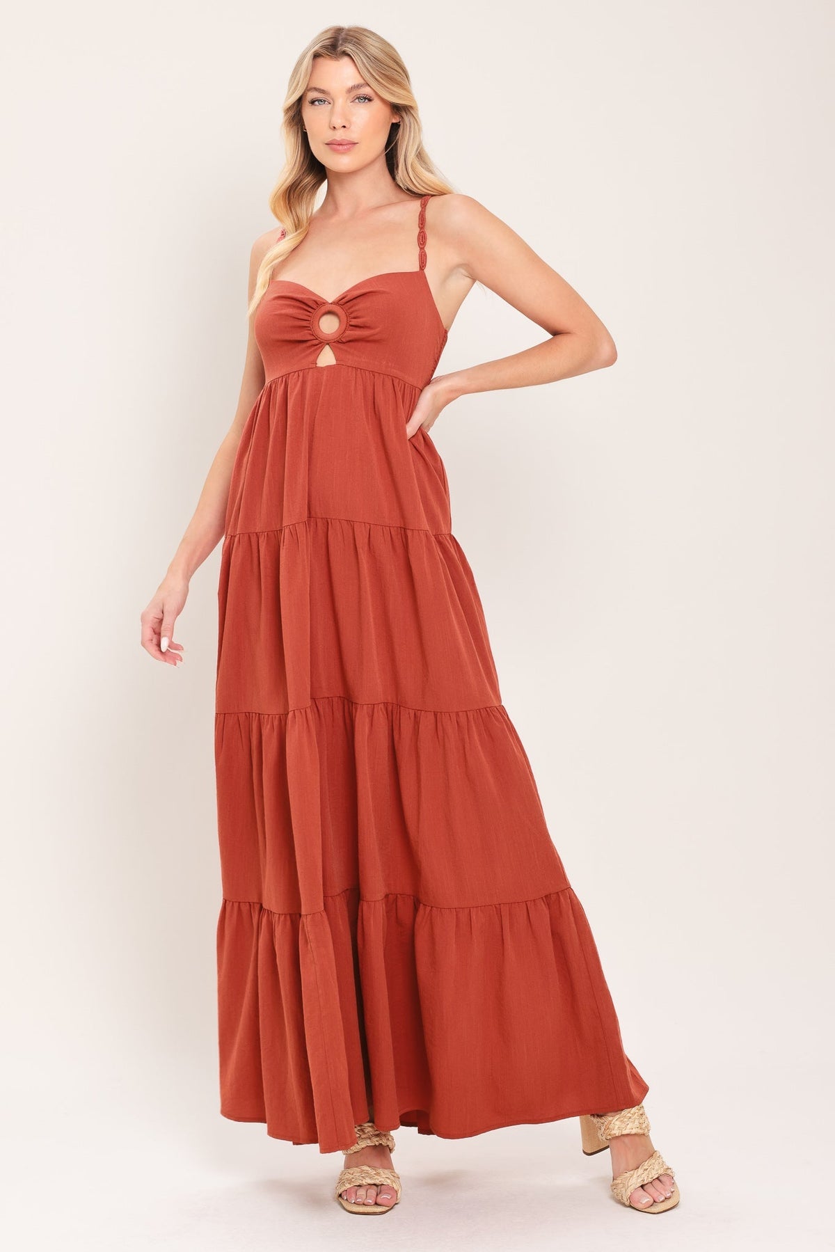Amber Wave Woven Maxi Dress