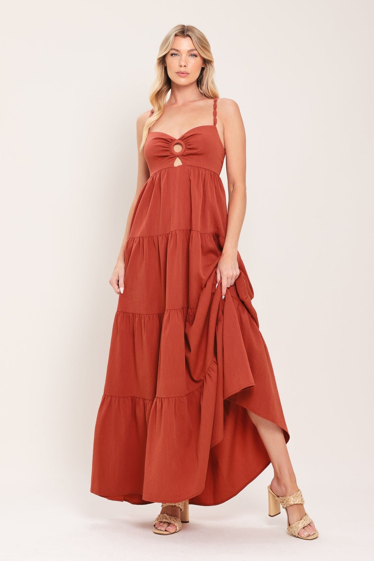 Amber Wave Woven Maxi Dress