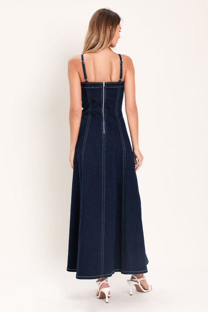 Denim Corset Midi Dress