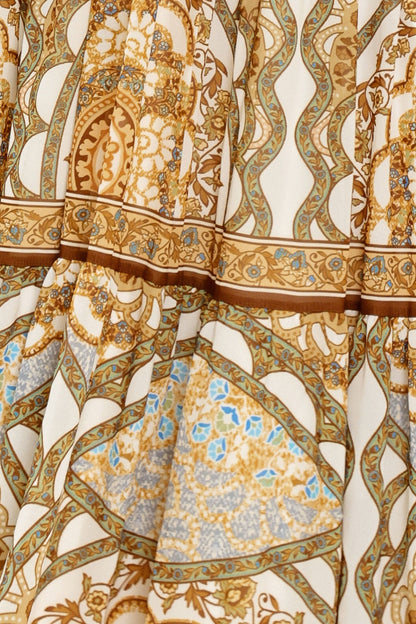 Golden Mosaic Woven Maxi Dress