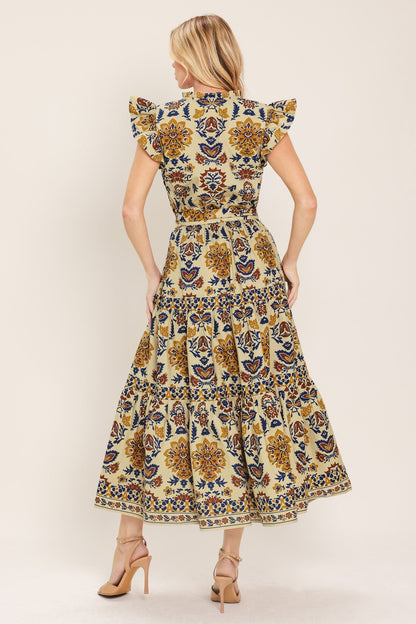Golden Meadow Woven Midi Dress