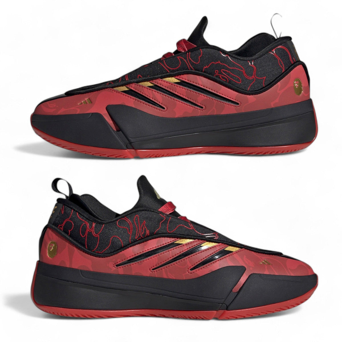 adidas Men's Dame 9 'Bape Black Red' Sneakers