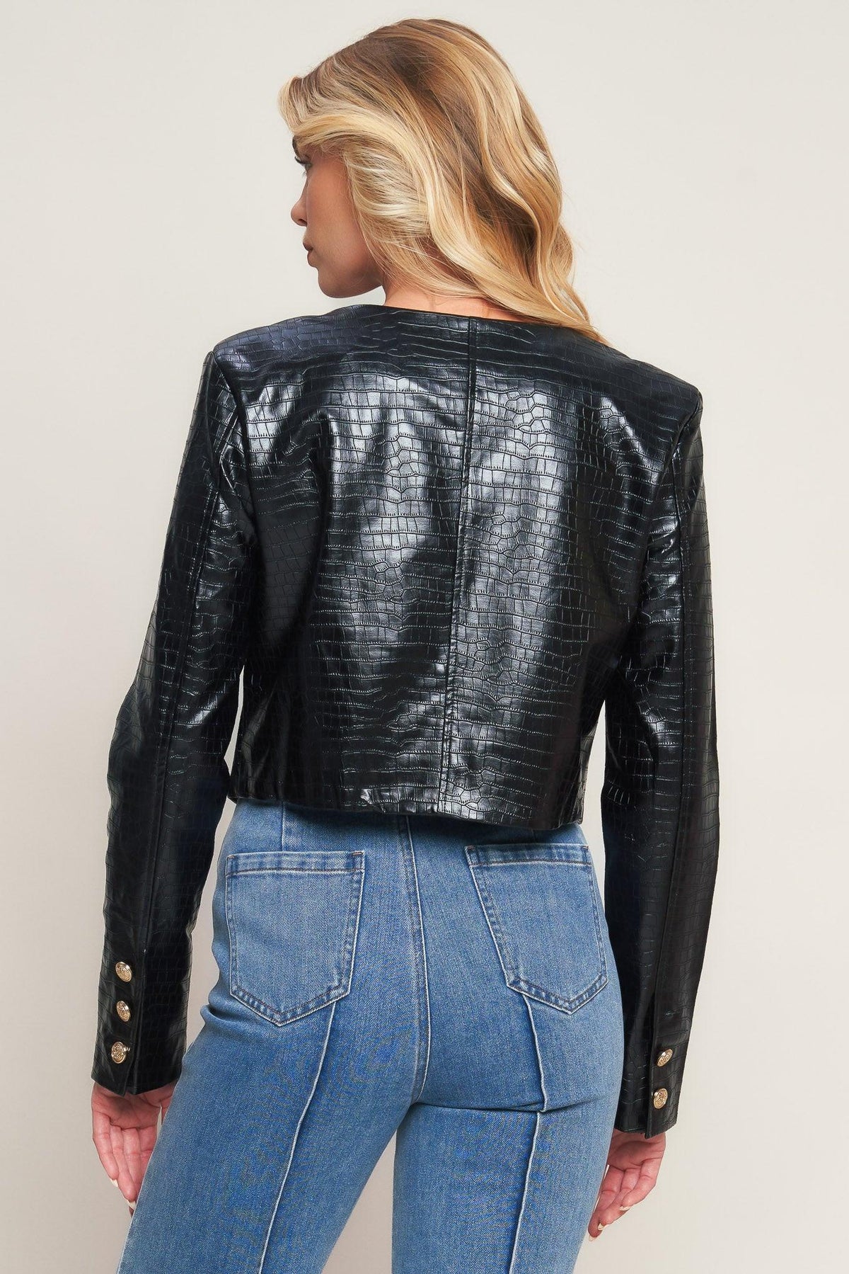 At the Start Faux Leather Bolero Jacket