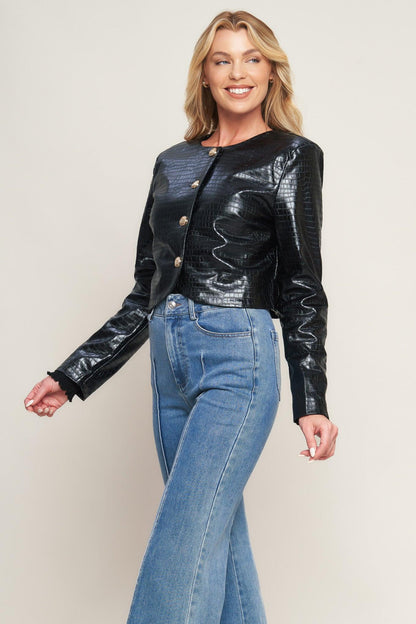 At the Start Faux Leather Bolero Jacket