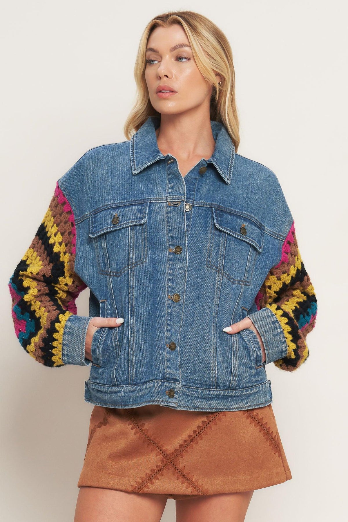 Festival Weave Washed Denim Jacket