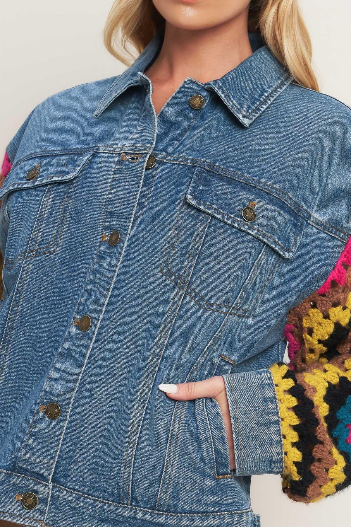 Festival Weave Washed Denim Jacket