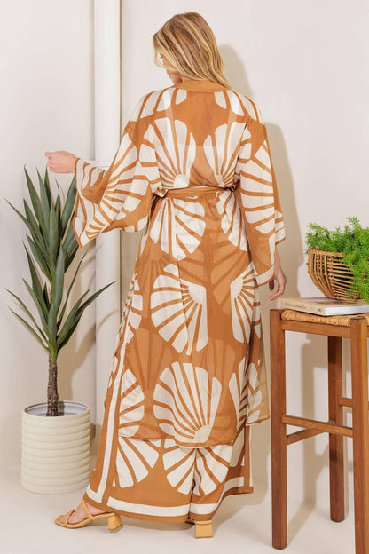 Awaiting Love Woven Kimono Cover up and Pant Set