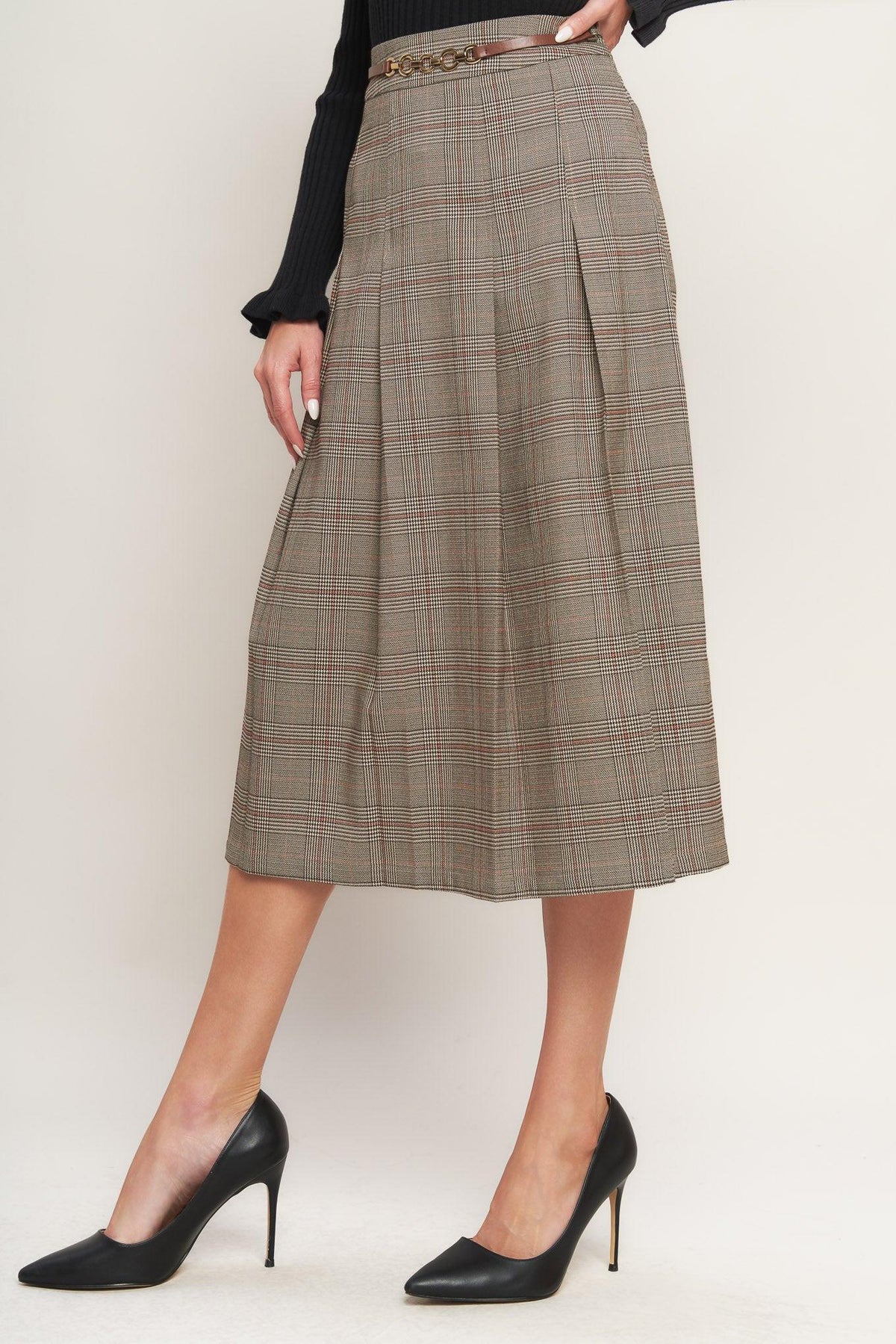 British Trace Woven Midi Skirt