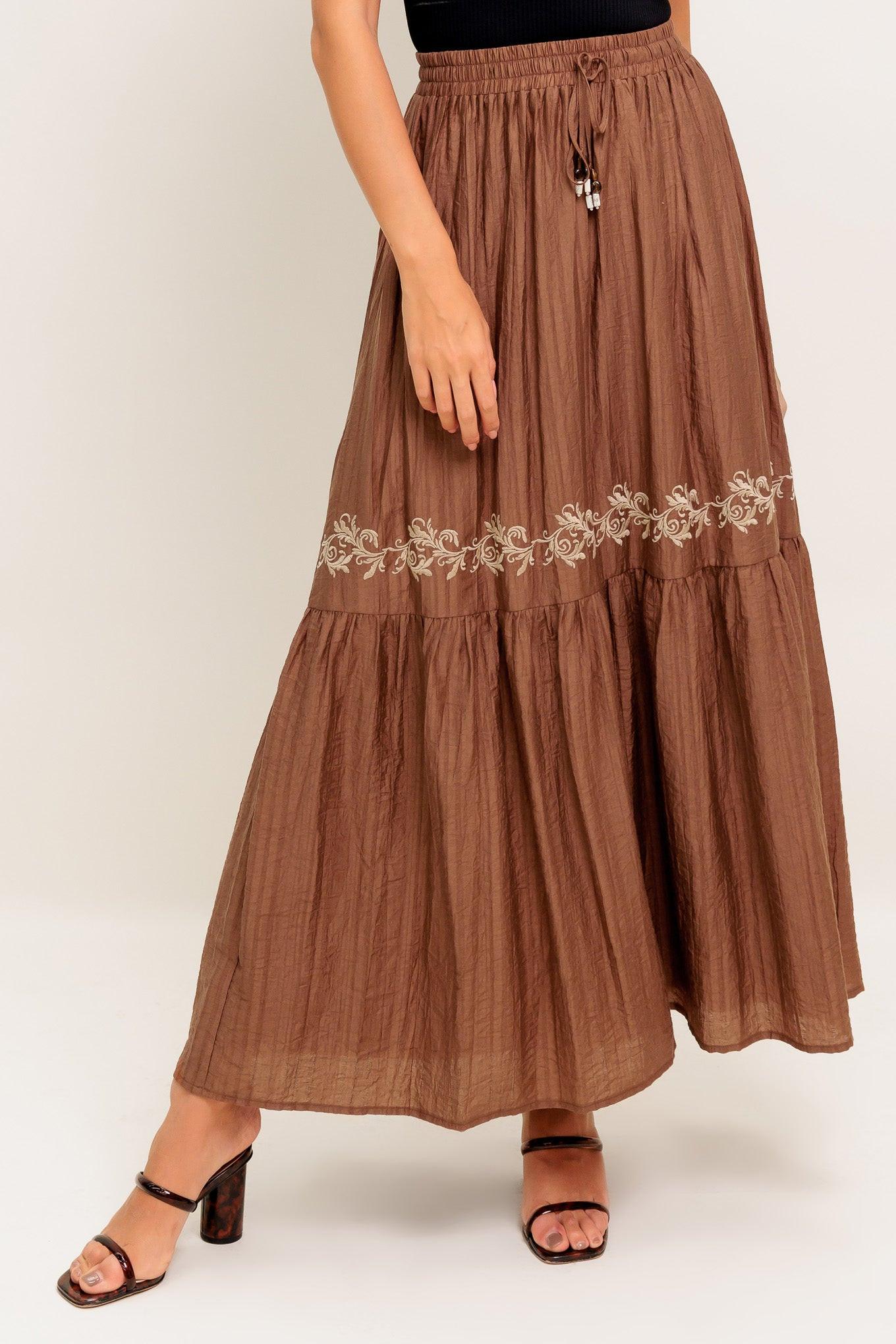 Full Speed Ahead Brown Woven Maxi Skirt